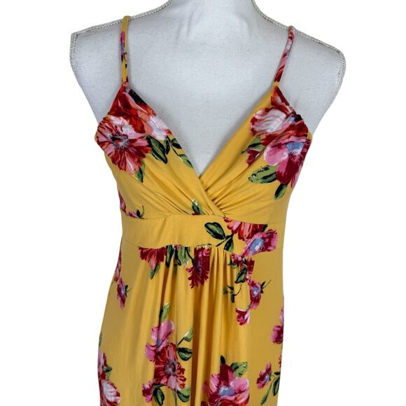 Mother Bee Maternity Maxi Dress Sz Large Floral Babydoll Adjustable Straps Boho - Picture 2 of 6